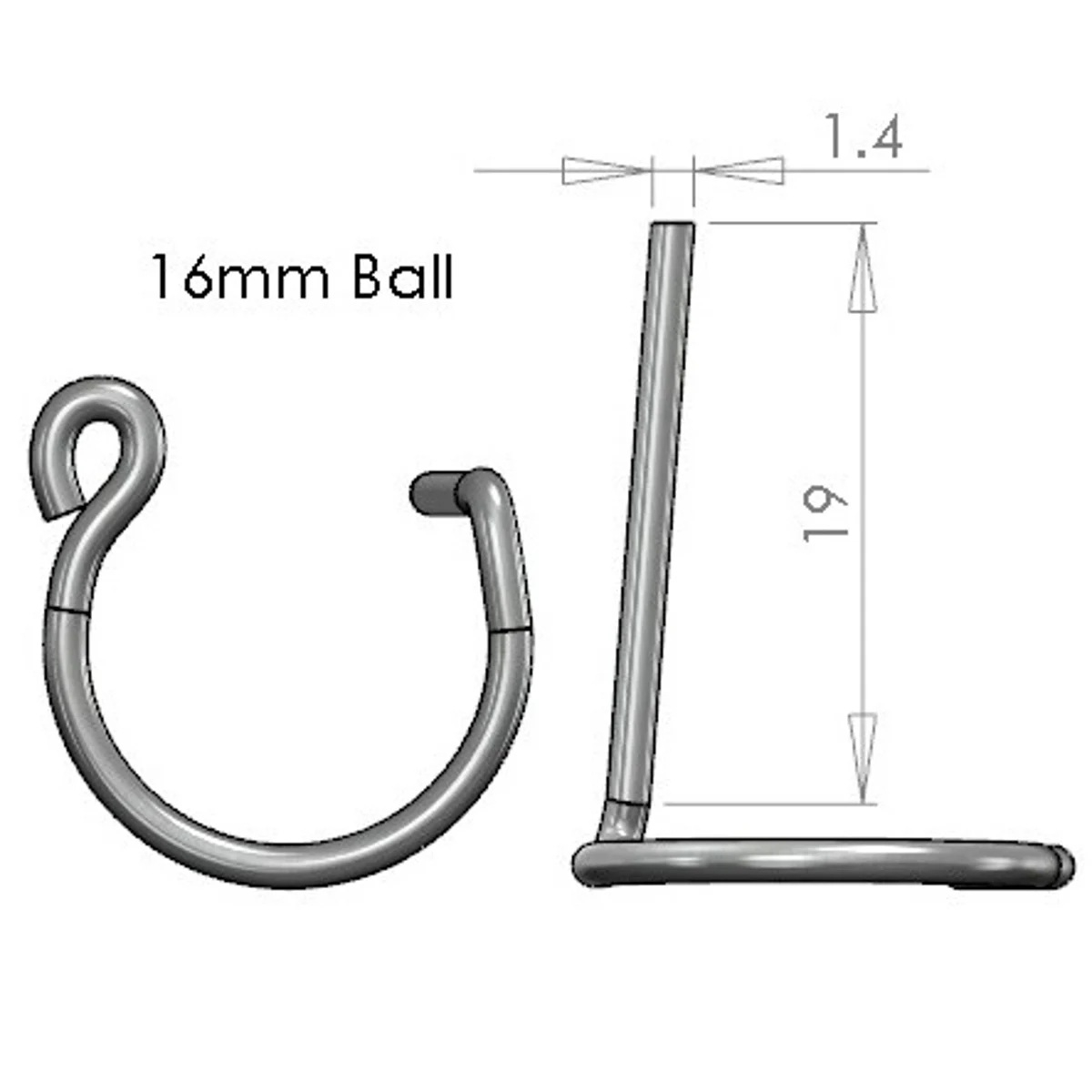 NitroLift Stainless Steel 16mm Ball Stud Pin